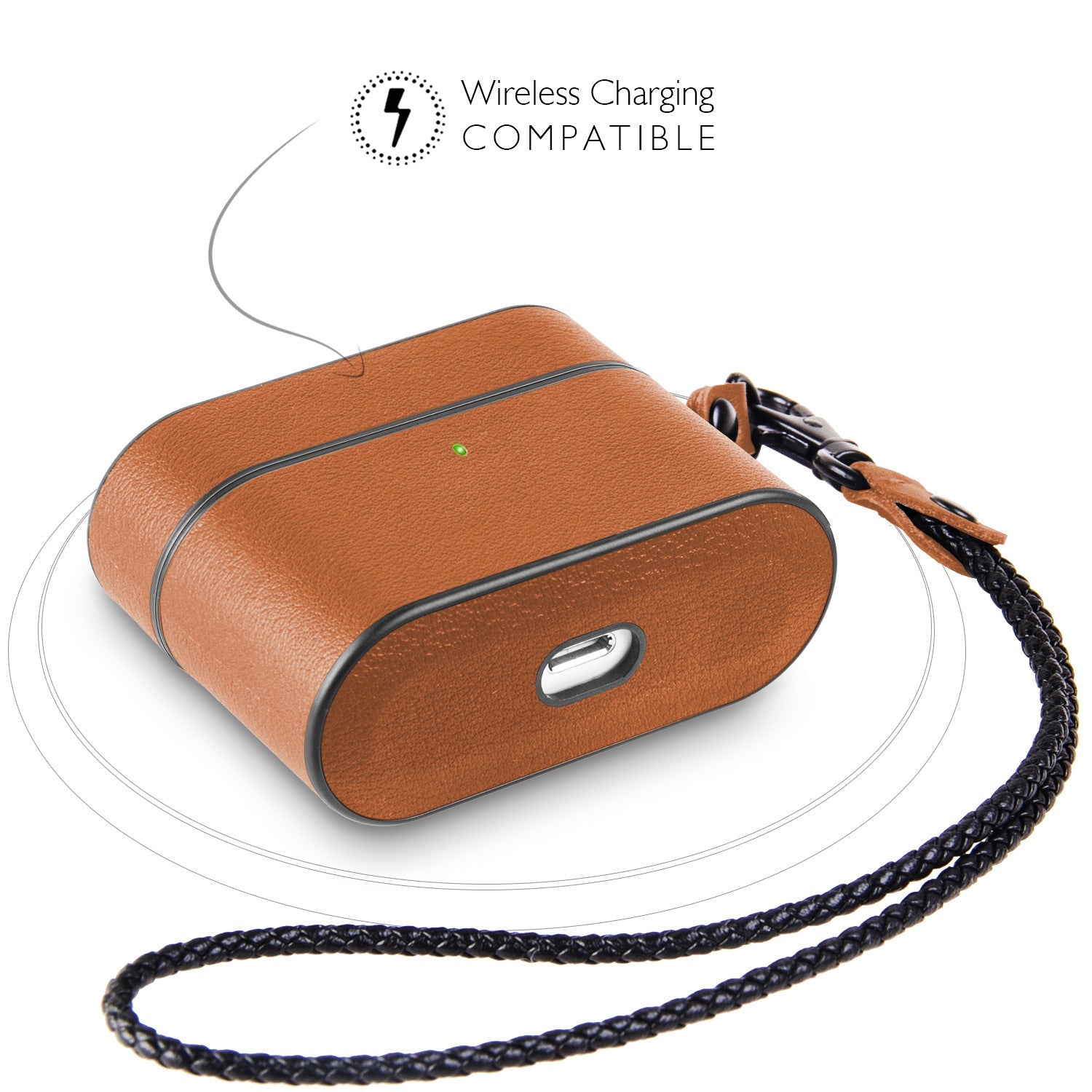JMT-119626 Wireless Bluetooth Headset Leather Case Compatible with iPhone Models - Protective Cover with Hand Strap