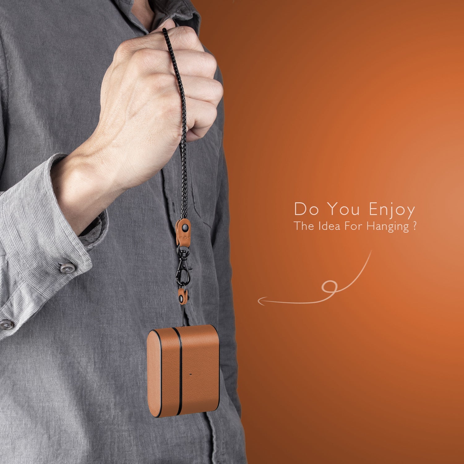 JMT-119626 Wireless Bluetooth Headset Leather Case Compatible with iPhone Models - Protective Cover with Hand Strap