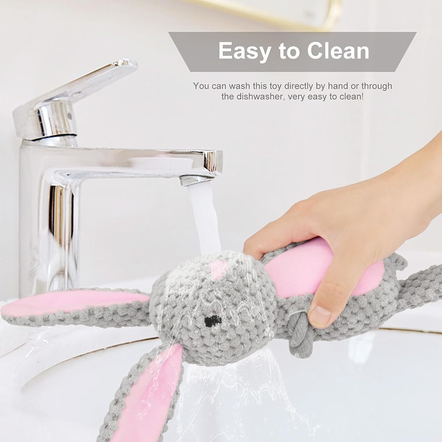 JMT-119946 Interactive Squeaky Plush Dog Toy with Crinkle Paper and Cotton Rope for Small to Medium Dogs