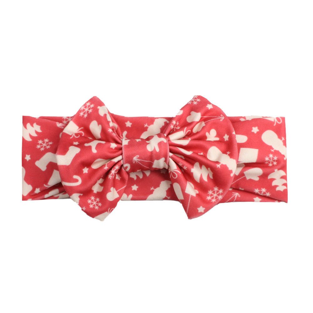 JMT-120330 Bow Print Headband for Children - Woven Fabric Accessory