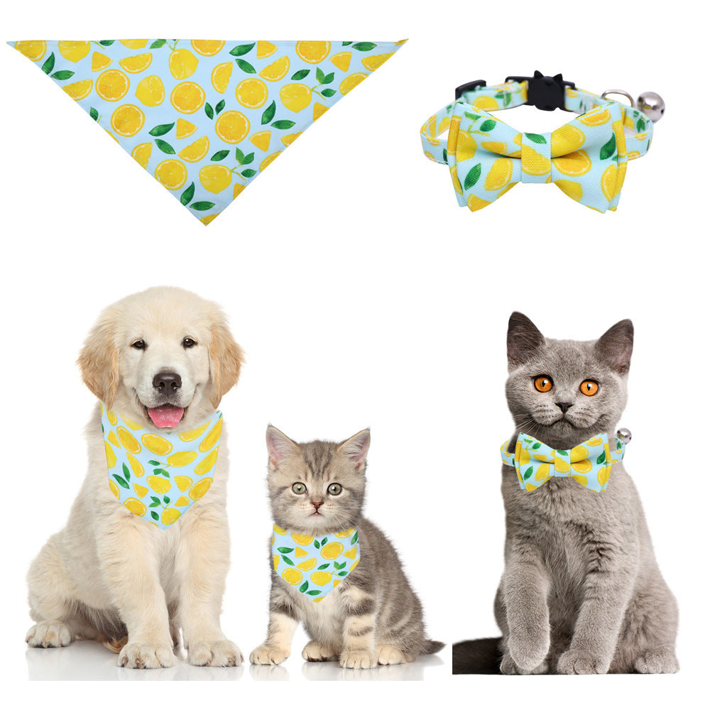 JMT-120458 Triangular Binder Pet Accessory with Fruit Patterns for Cats and Dogs