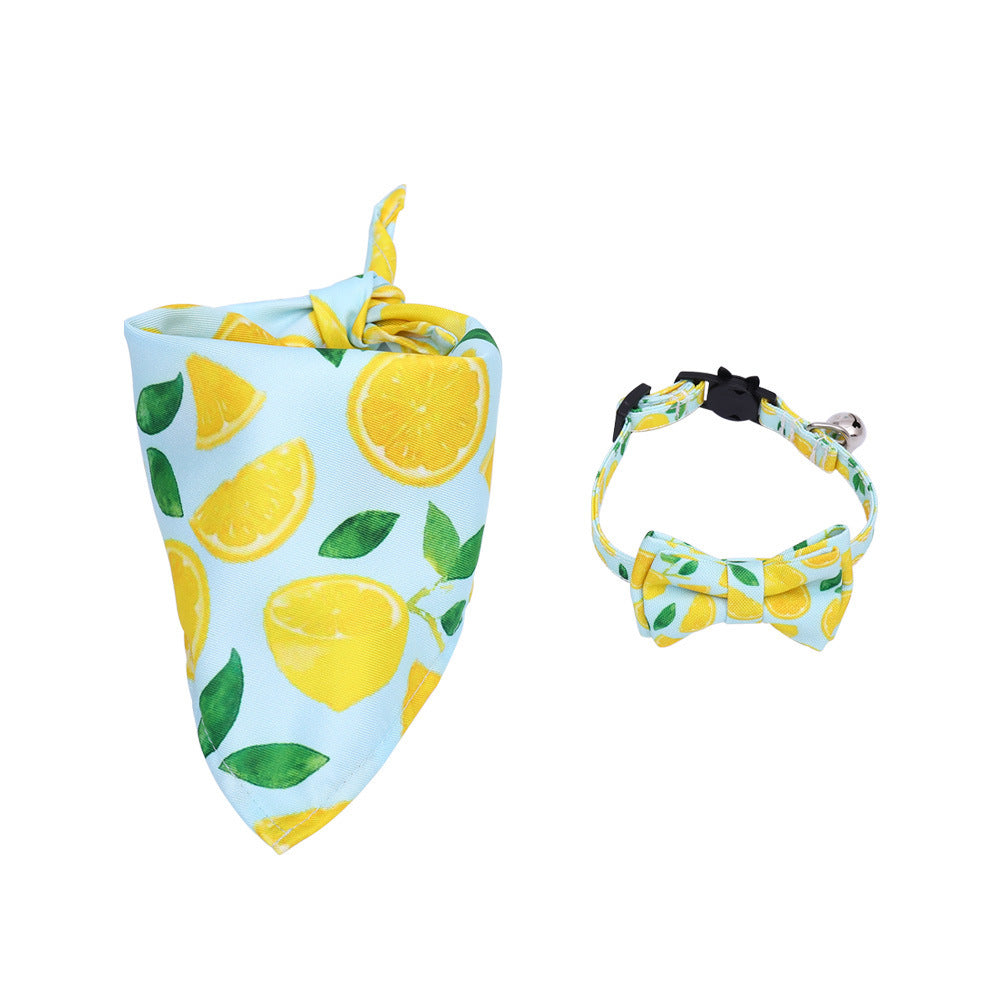 JMT-120458 Triangular Binder Pet Accessory with Fruit Patterns for Cats and Dogs