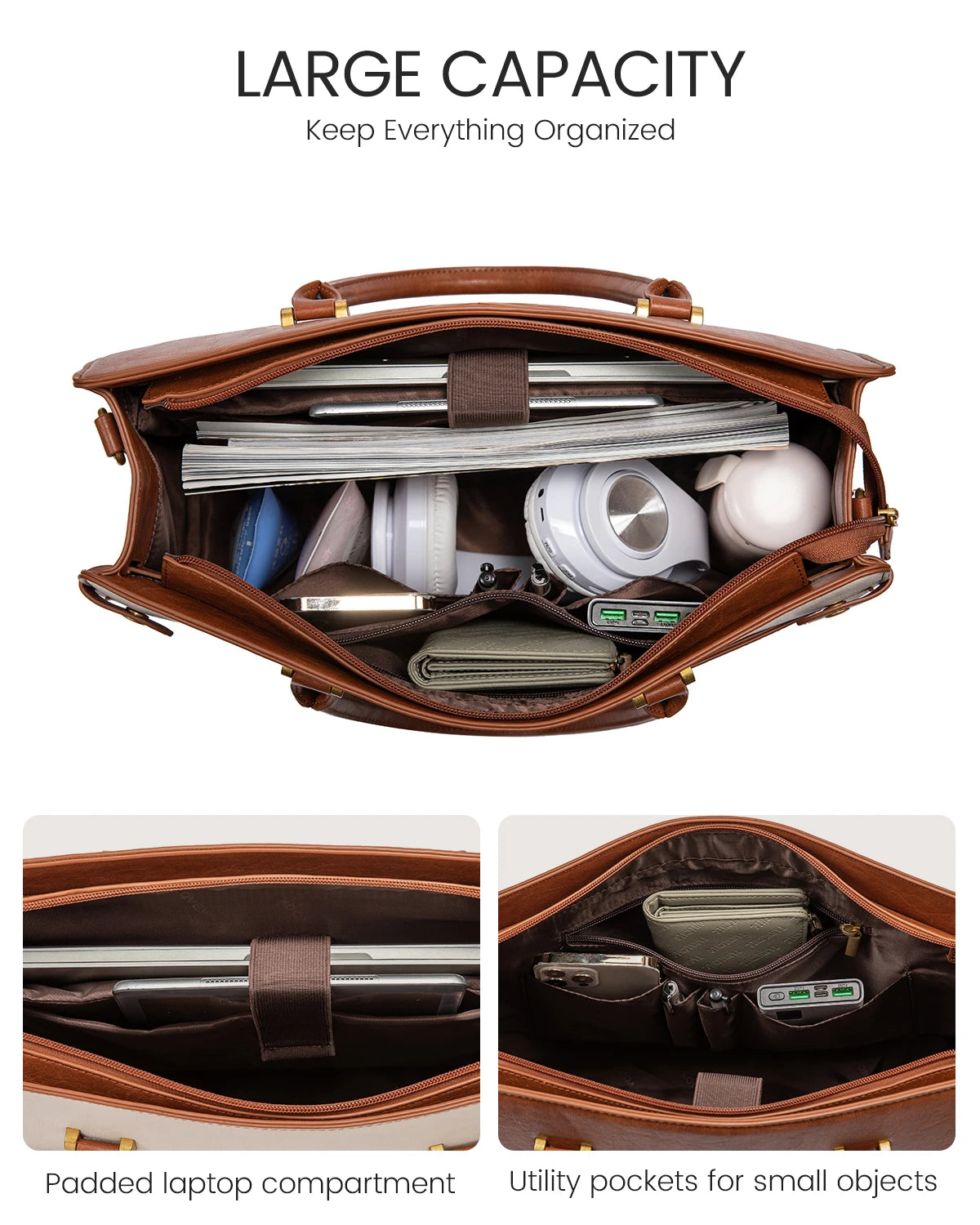JMT-120778 Waterproof Ladies Tote Bag for 15.6-17in Laptops - Stylish Work Briefcase for Women
