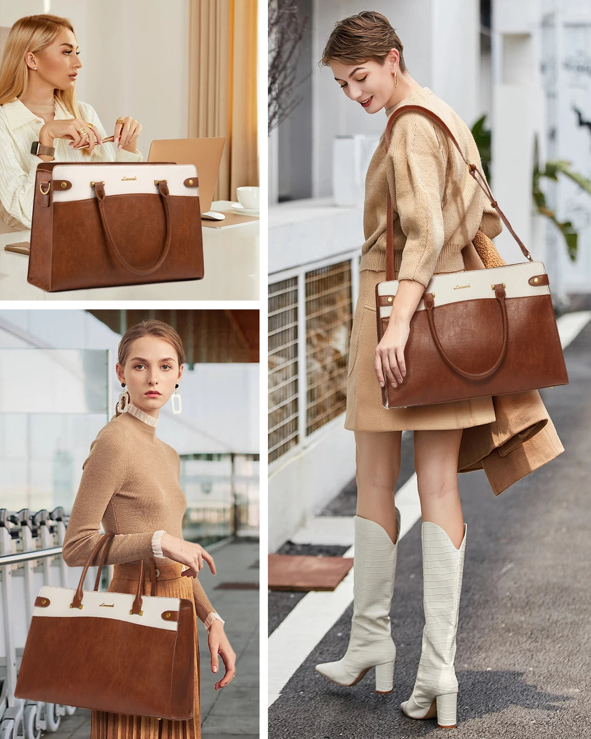 JMT-120778 Waterproof Ladies Tote Bag for 15.6-17in Laptops - Stylish Work Briefcase for Women