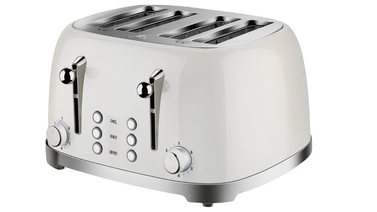 JMT-120906 Vintage Stainless Steel 4-Slice Waffle and Bread Toaster, Electric Kitchen Appliance