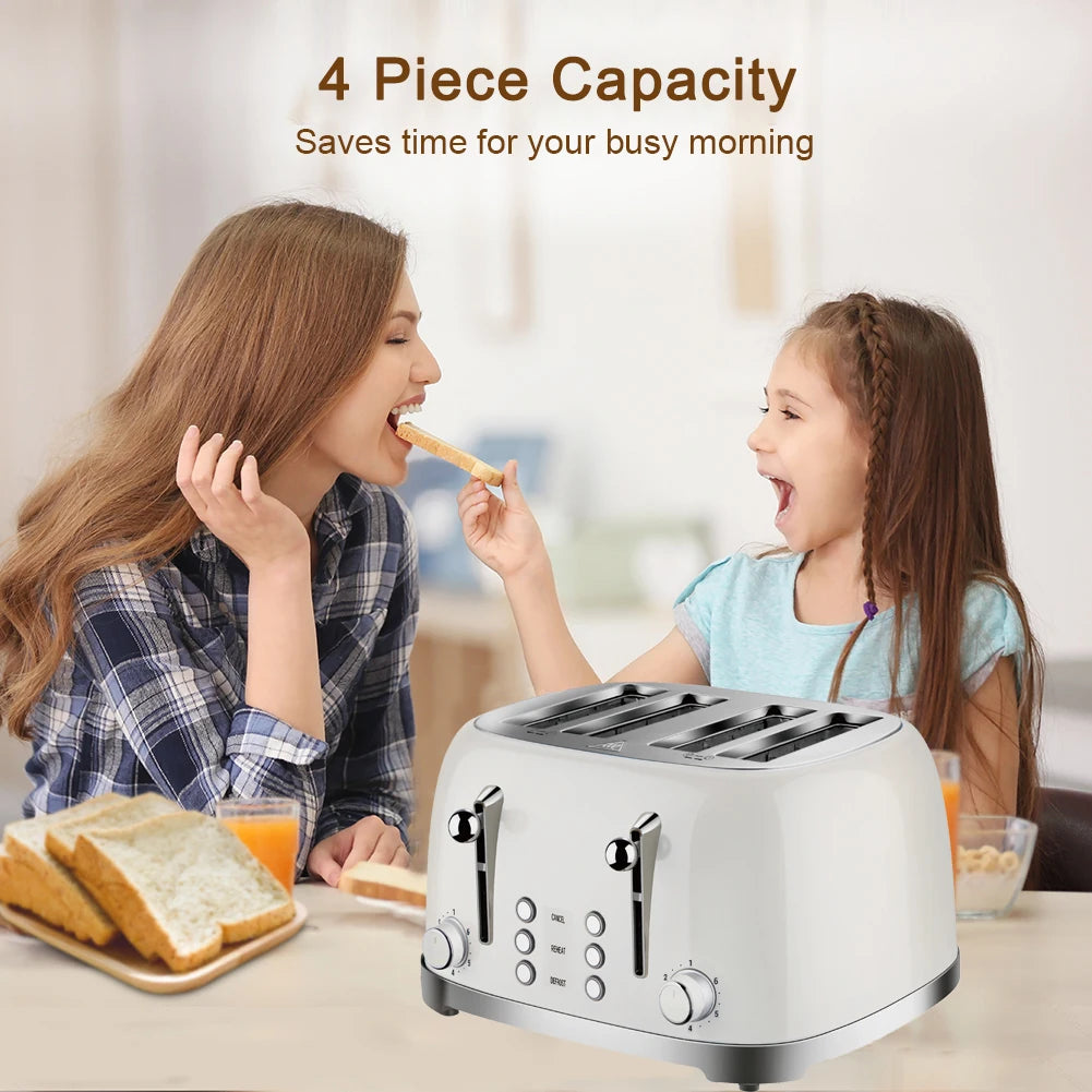 JMT-120906 Vintage Stainless Steel 4-Slice Waffle and Bread Toaster, Electric Kitchen Appliance