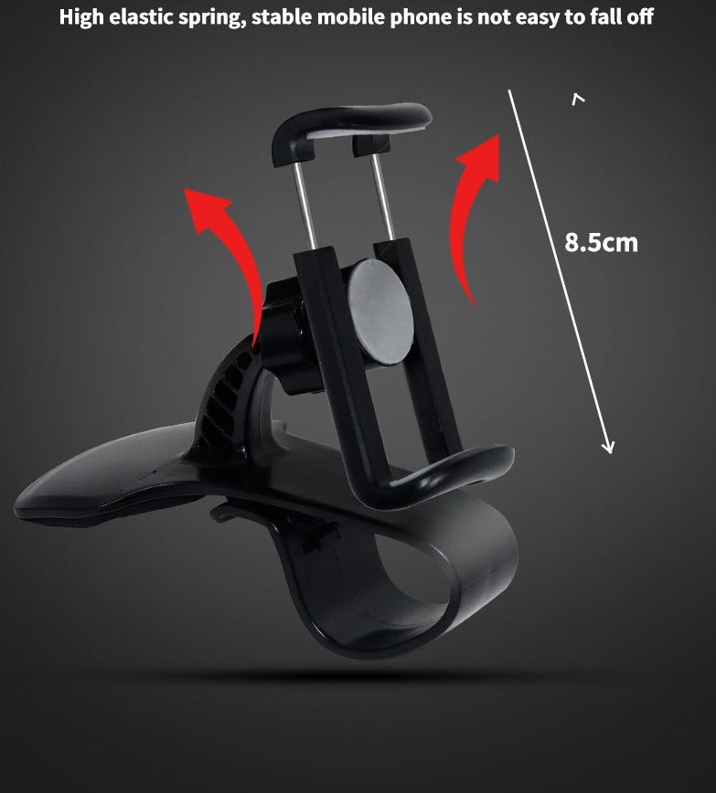 JMT-120970 360-Degree Rotating Car Clip Phone Holder - Adjustable & Stable Design in Black Gray