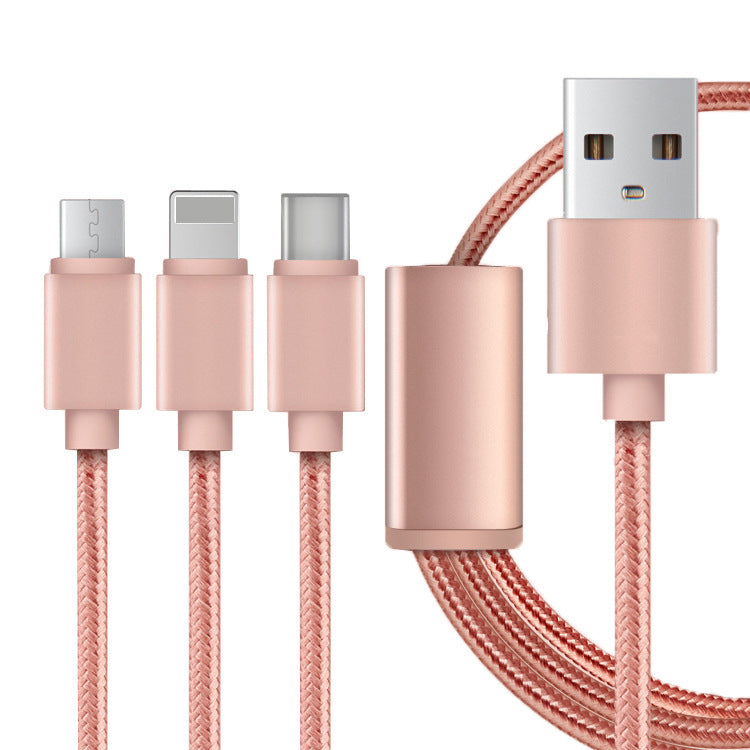 JMT-121290 3-in-1 USB Charging Data Cable - 1.2m, Black, Universal Compatibility