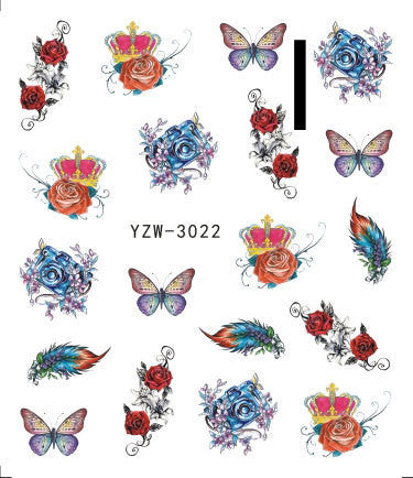 JMT-121418 Black Butterfly Water Nail Art Stickers - Simple and Stylish Design, 6.2 x 5.5 CM