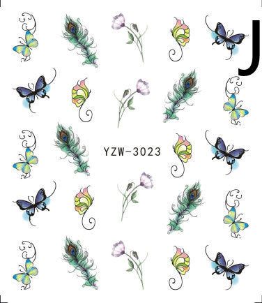 JMT-121418 Black Butterfly Water Nail Art Stickers - Simple and Stylish Design, 6.2 x 5.5 CM