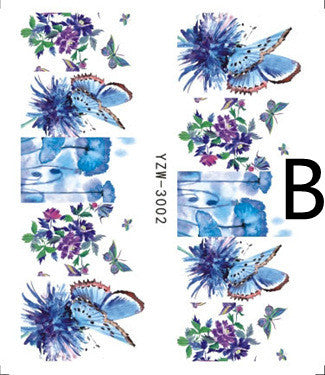 JMT-121418 Black Butterfly Water Nail Art Stickers - Simple and Stylish Design, 6.2 x 5.5 CM