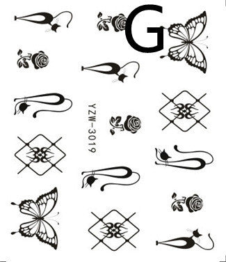 JMT-121418 Black Butterfly Water Nail Art Stickers - Simple and Stylish Design, 6.2 x 5.5 CM