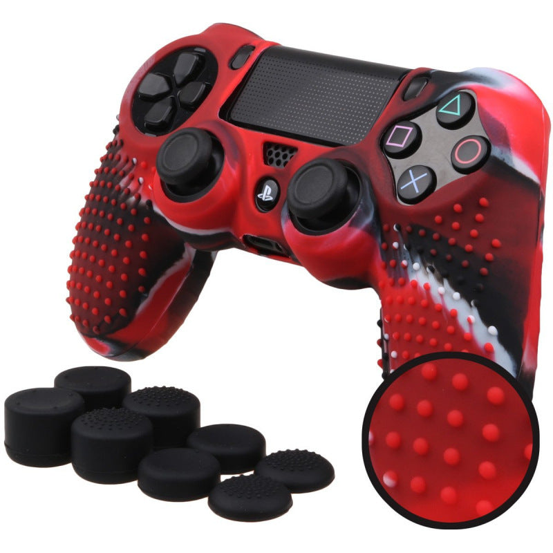 JMT-121418 Silicone Non-Slip Case Cover for PS4 DualShock 4 Controllers with Joystick Caps