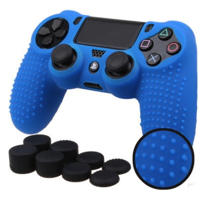 JMT-121418 Silicone Non-Slip Case Cover for PS4 DualShock 4 Controllers with Joystick Caps