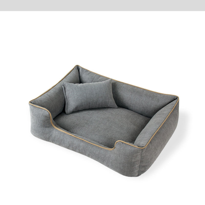 JMT-121418 Warm and Comfortable Bite-Resistant Small Dog Bed - Removable and Washable, Available in Silver Gray, Dark Brown, Navy Blue
