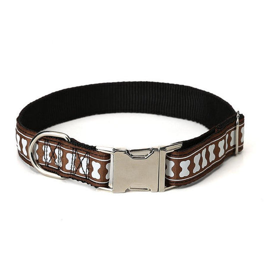 JMT-121610 Adjustable Nylon Bone Pattern Dog Collar - Multiple Colors Available, Sizes S to XL