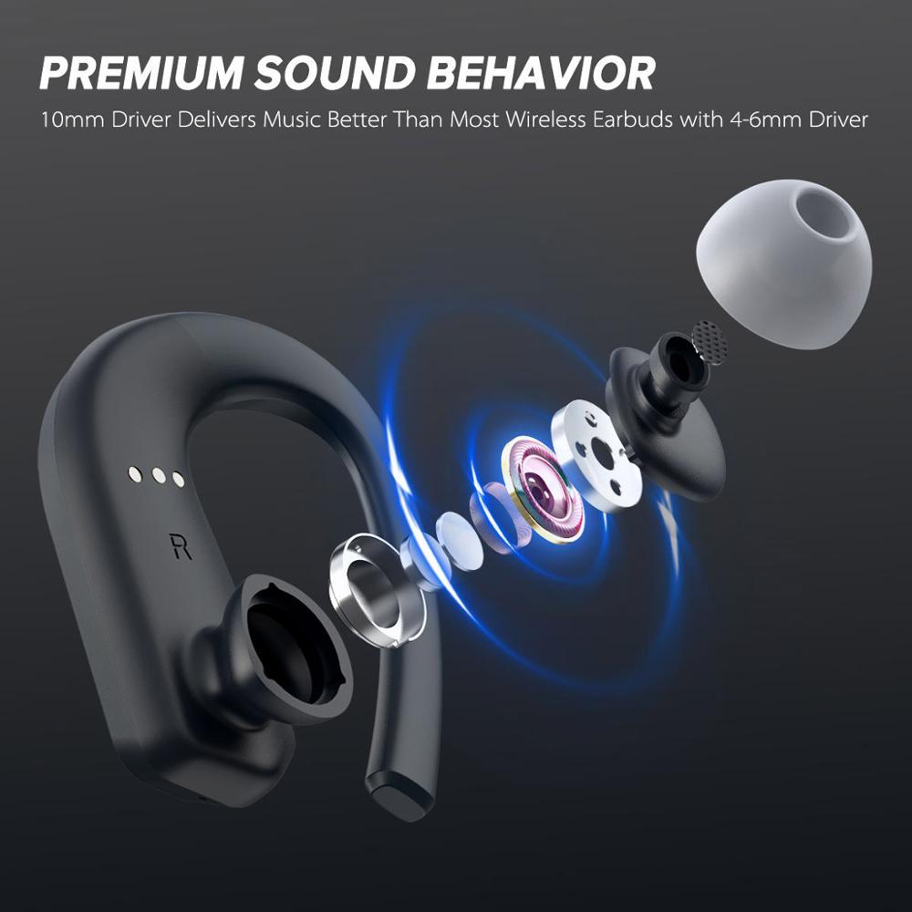 JMT-121610 Wireless Sports Headphones with 36-Hour Playtime, IPX7 Waterproof, and Noise-Canceling Microphone