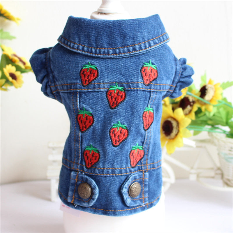 JMT-121738 Denim Dog Jacket with Hood and Fringe – Stylish Pet Vest for Small Dogs and Cats