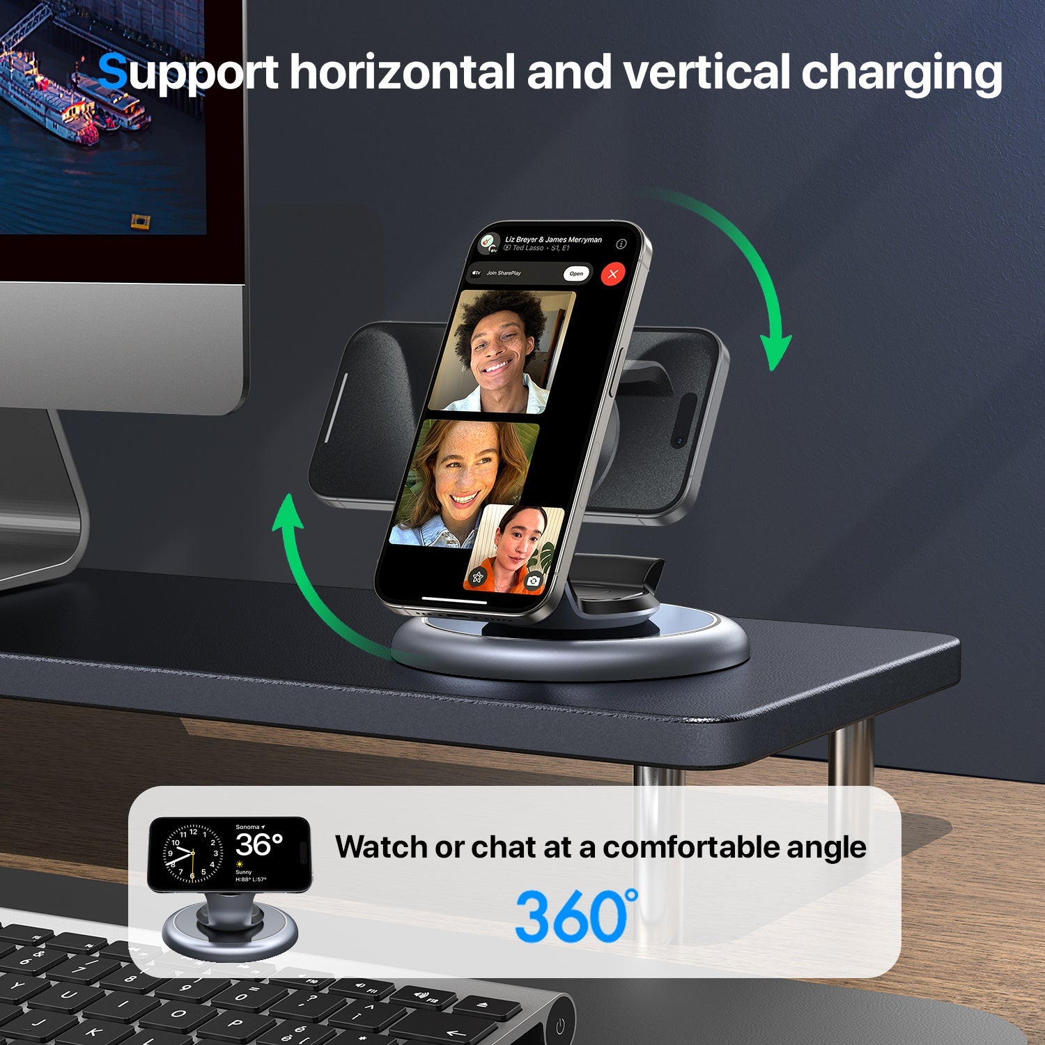 JMT-121802 3-in-1 Magnetic Wireless Charging Station for Apple Devices - Fast Charging Stand for iPhone, iWatch, and AirPods