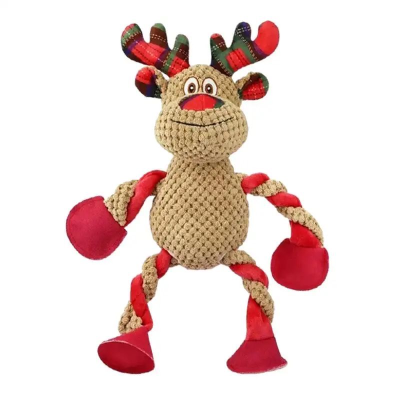 JMT-121930 Interactive Christmas Squeaky Plush Dog Toy for Aggressive Chewers - Ideal for Indoor and Outdoor Play