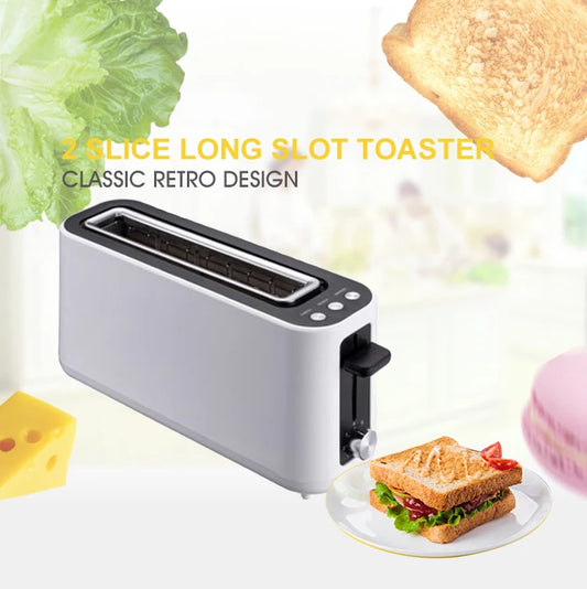 JMT-122058 2-Slice Smokeless Electric Toaster - 900W Long Slot Design for Efficient Toasting in Home Kitchens