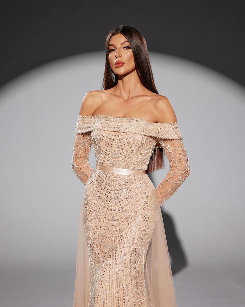 JMT-122186 Elegant Golden Dress for Women's Special Occasions, Style SH0204