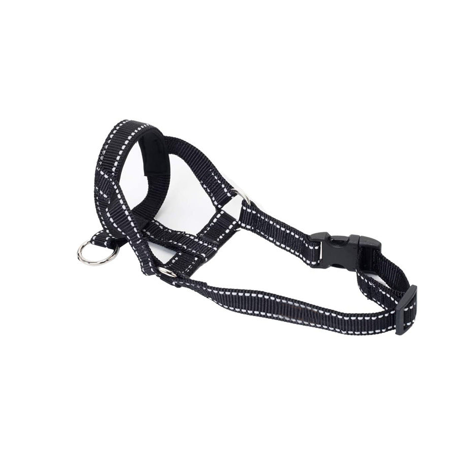 JMT-122442 Adjustable Nylon Anti-Bite Pet Muzzle and Traction Suit in Black