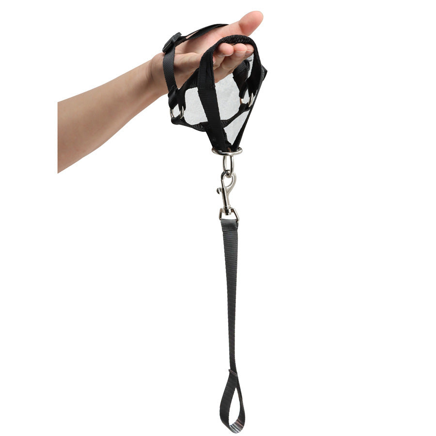 JMT-122442 Adjustable Nylon Anti-Bite Pet Muzzle and Traction Suit in Black