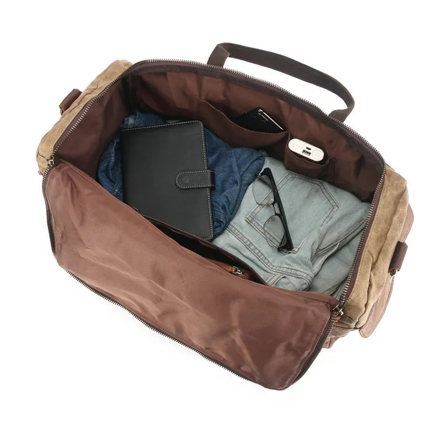 JMT-122506 Retro Waterproof Men's Travel Bag - Large Capacity Fitness and Outdoor Shoulder Bag in Dark Grey, Khaki, and Army Green