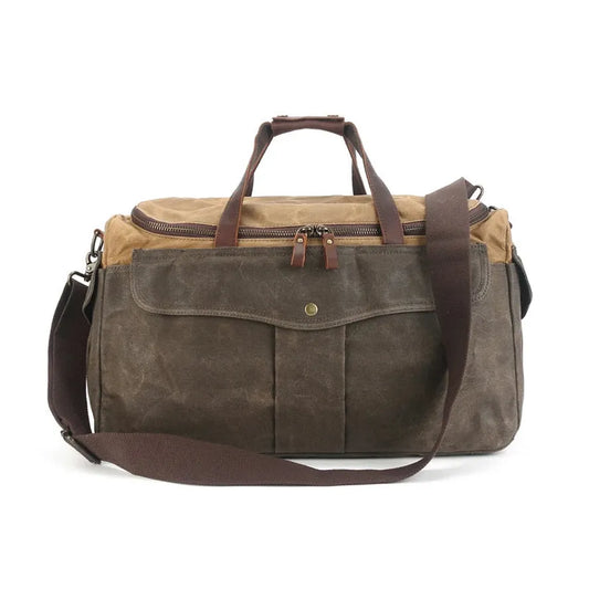 JMT-122506 Retro Waterproof Men's Travel Bag - Large Capacity Fitness and Outdoor Shoulder Bag in Dark Grey, Khaki, and Army Green