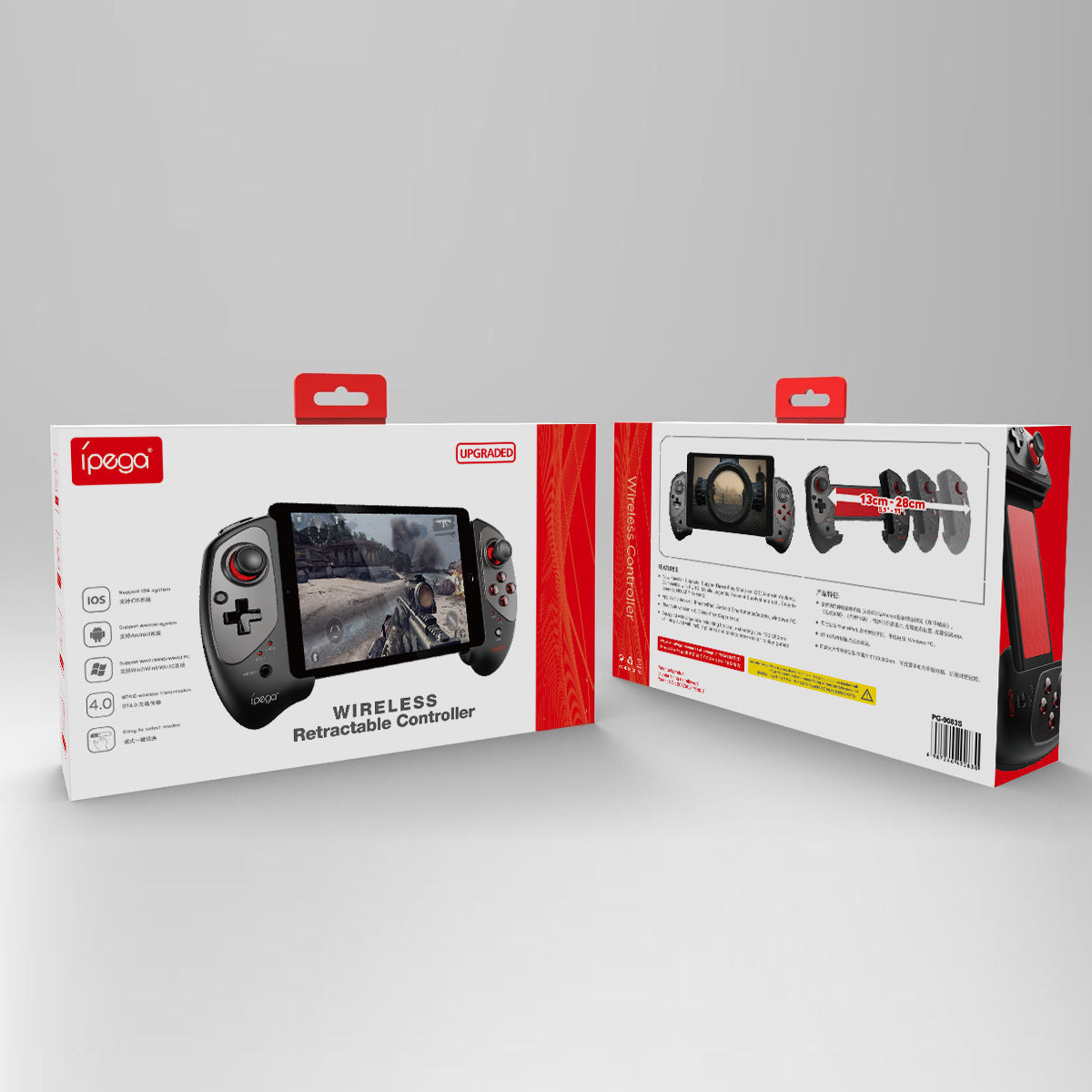 JMT-122570 Telescopic Wireless Gamepad for Android, iOS, and PC - Bluetooth 4.0, ABS Material