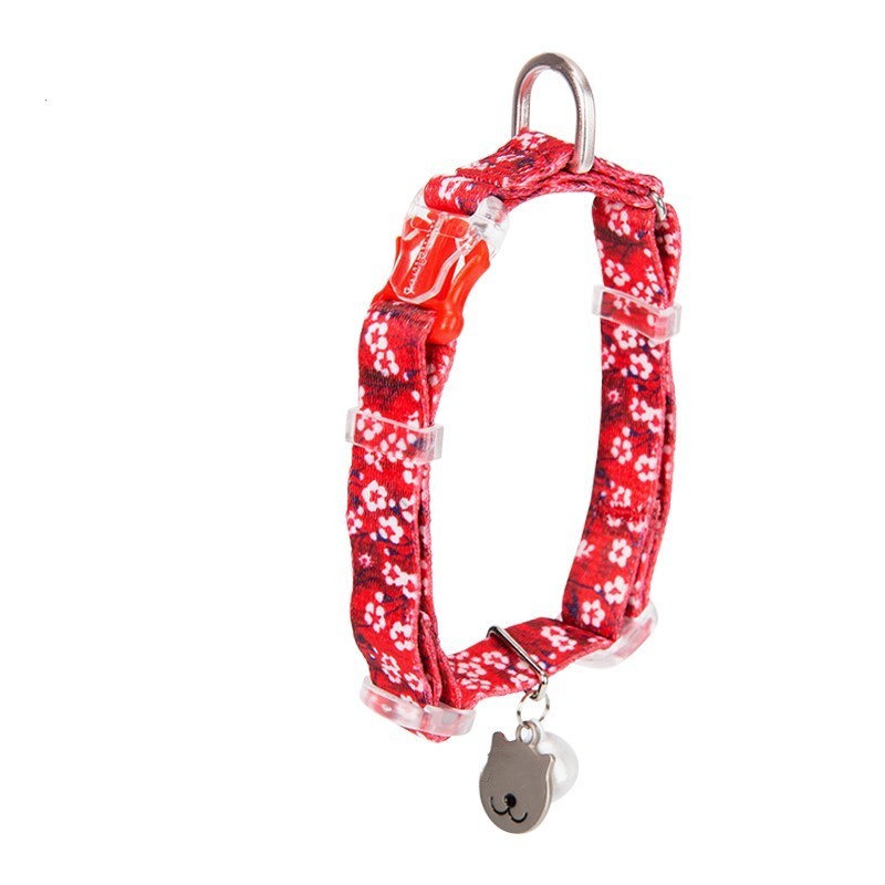 JMT-122762 Fragmented Flower Design Cat Collar with Bell - Multiple Sizes Available