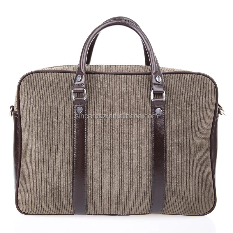 JMT-123082 Cotton Laptop Briefcase with PU Trim for Men - Stylish Business Carrying Bag