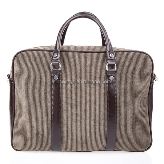 JMT-123082 Cotton Laptop Briefcase with PU Trim for Men - Stylish Business Carrying Bag