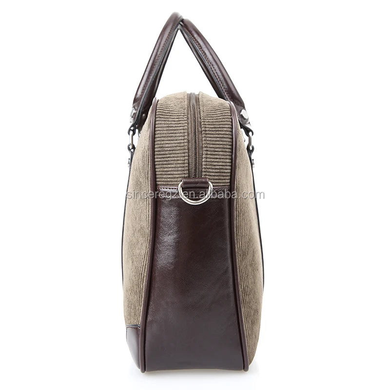 JMT-123082 Cotton Laptop Briefcase with PU Trim for Men - Stylish Business Carrying Bag