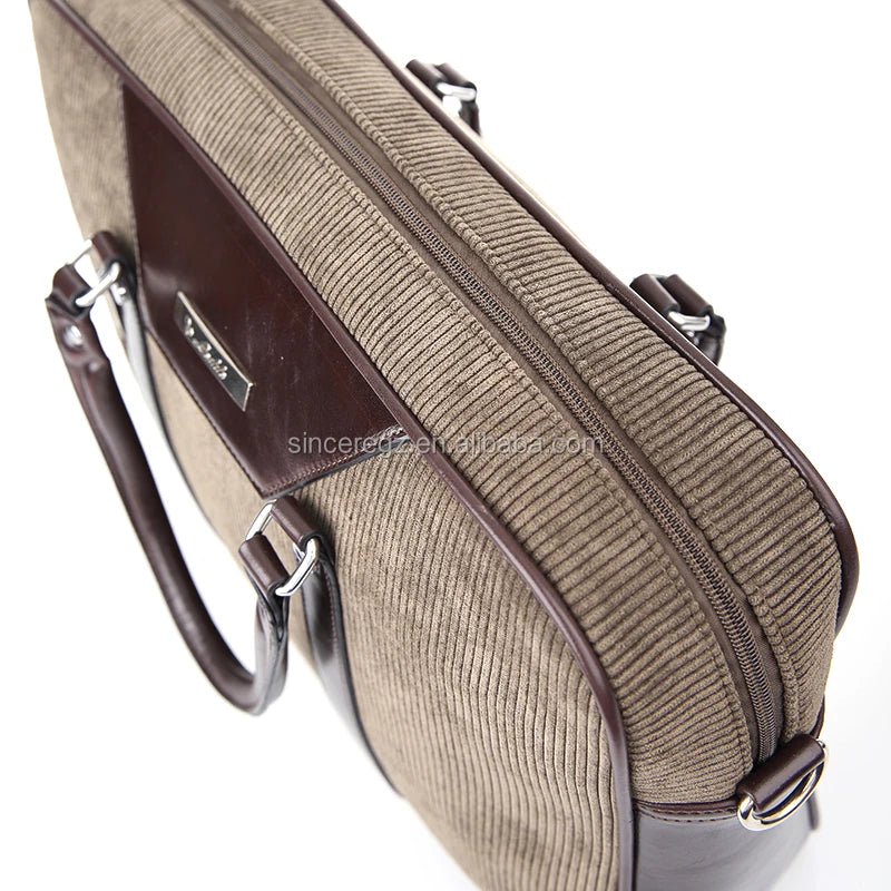 JMT-123082 Cotton Laptop Briefcase with PU Trim for Men - Stylish Business Carrying Bag