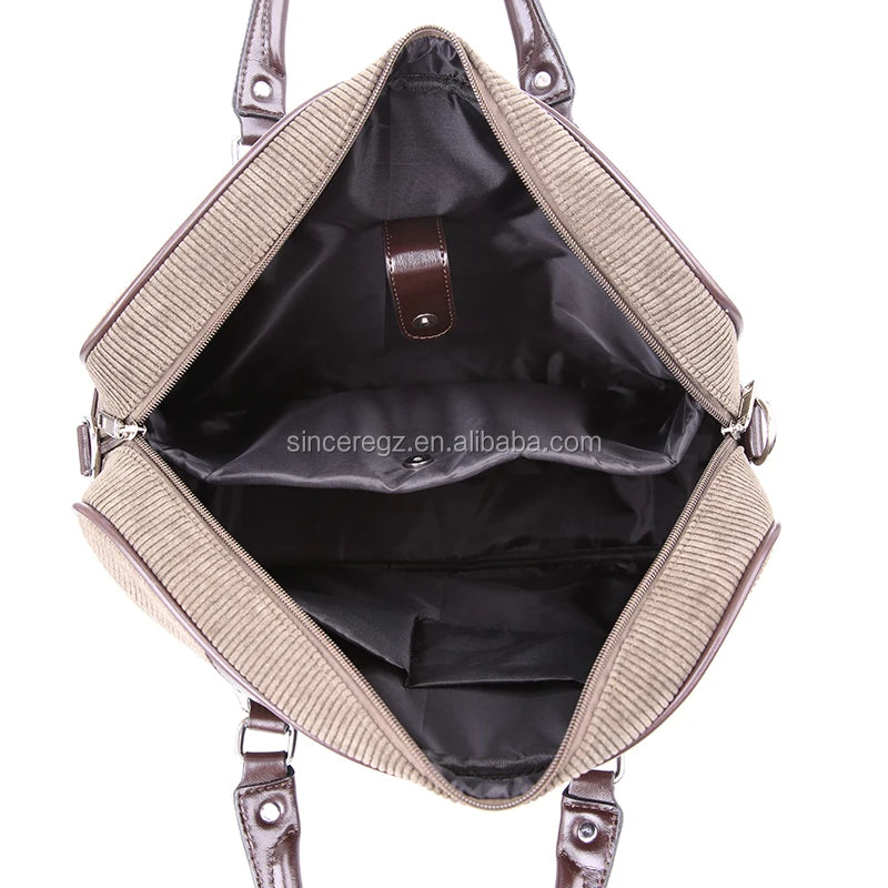 JMT-123082 Cotton Laptop Briefcase with PU Trim for Men - Stylish Business Carrying Bag