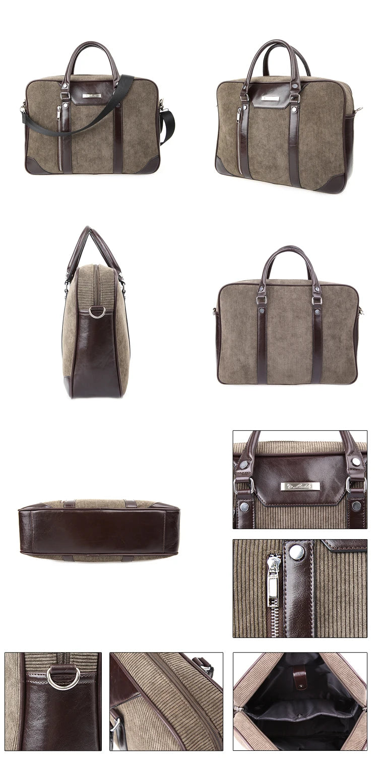 JMT-123082 Cotton Laptop Briefcase with PU Trim for Men - Stylish Business Carrying Bag