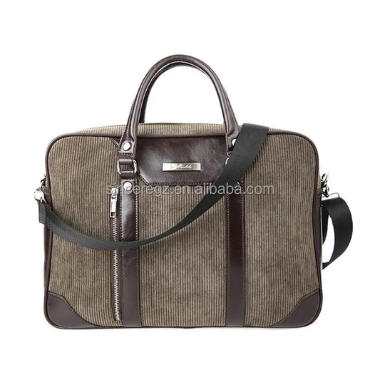 JMT-123082 Cotton Laptop Briefcase with PU Trim for Men - Stylish Business Carrying Bag
