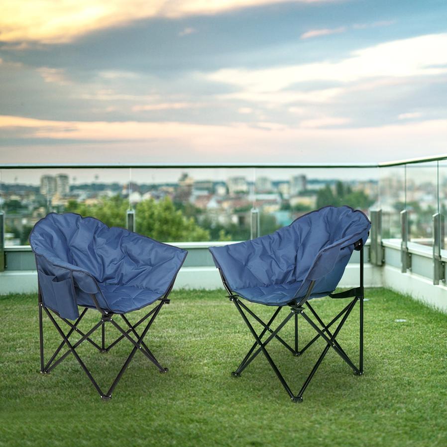 JMT-123146 Sturdy Blue Camping Chair with Steel Frame - Supports Up to 120kg
