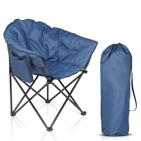 JMT-123146 Sturdy Blue Camping Chair with Steel Frame - Supports Up to 120kg