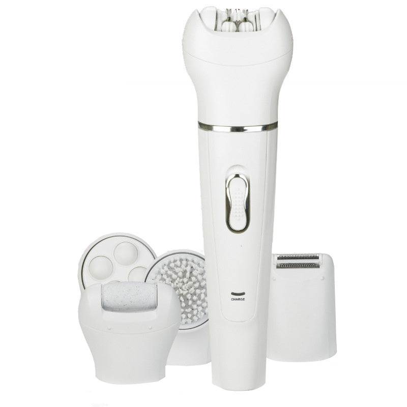 JMT-123402 5-in-1 Multi-Functional Portable Face and Body Electric Massager and Skin Care Scrubber with Latex Brush Heads