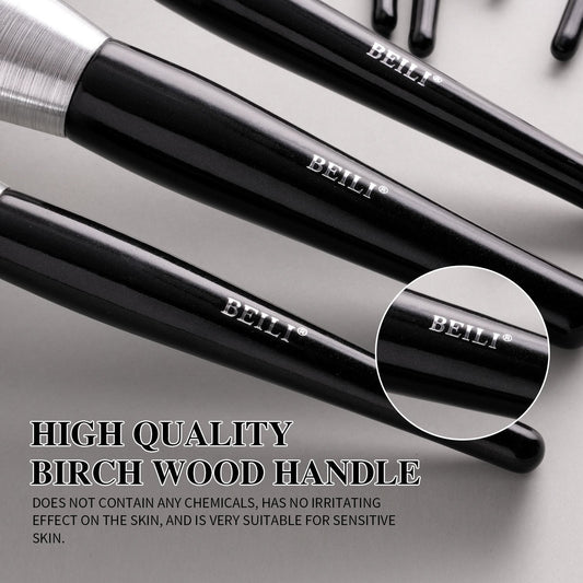 JMT-123530 10-Piece Christmas Makeup Brush Set with Synthetic Kabuki Brushes for Foundation, Concealer, and Eyeshadow Application