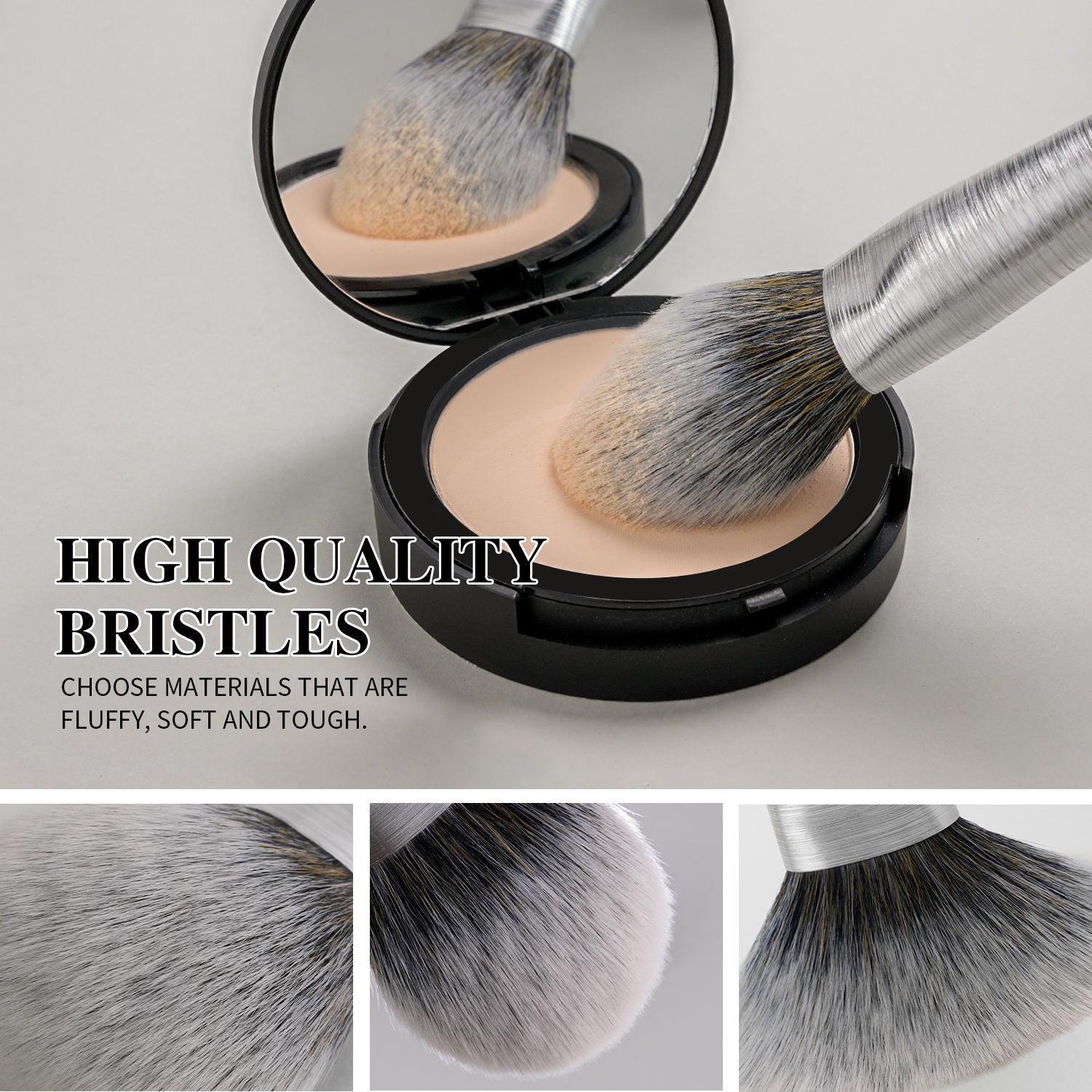 JMT-123530 10-Piece Christmas Makeup Brush Set with Synthetic Kabuki Brushes for Foundation, Concealer, and Eyeshadow Application