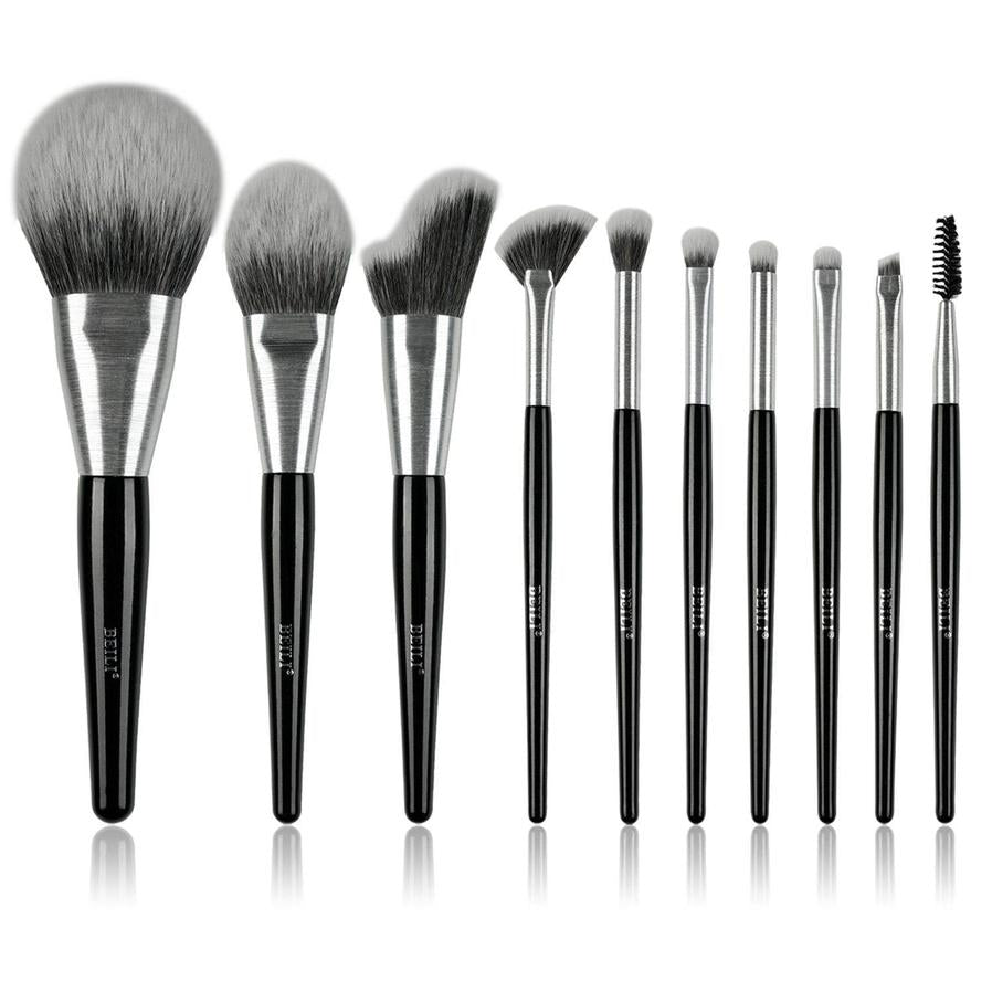JMT-123530 10-Piece Christmas Makeup Brush Set with Synthetic Kabuki Brushes for Foundation, Concealer, and Eyeshadow Application