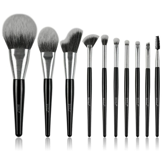 JMT-123530 10-Piece Christmas Makeup Brush Set with Synthetic Kabuki Brushes for Foundation, Concealer, and Eyeshadow Application