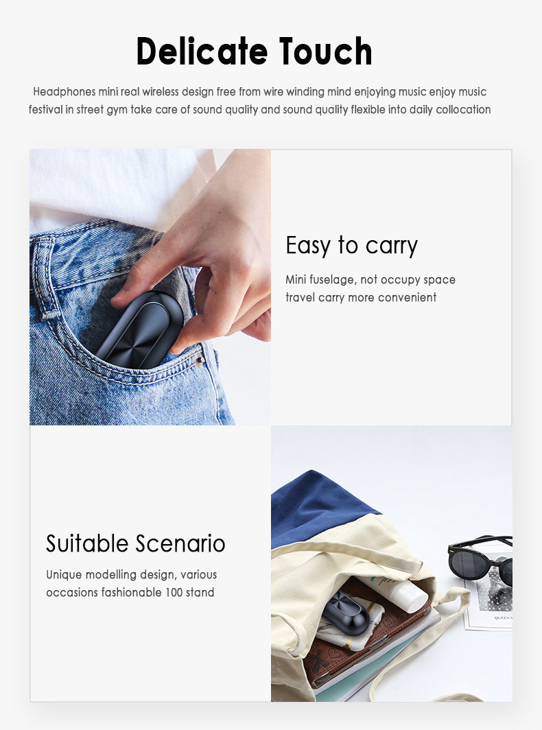 JMT-123914 B5 Digital Display TWS 5.0 Bluetooth Stereo Headset with Battery Indicator and Voice Control