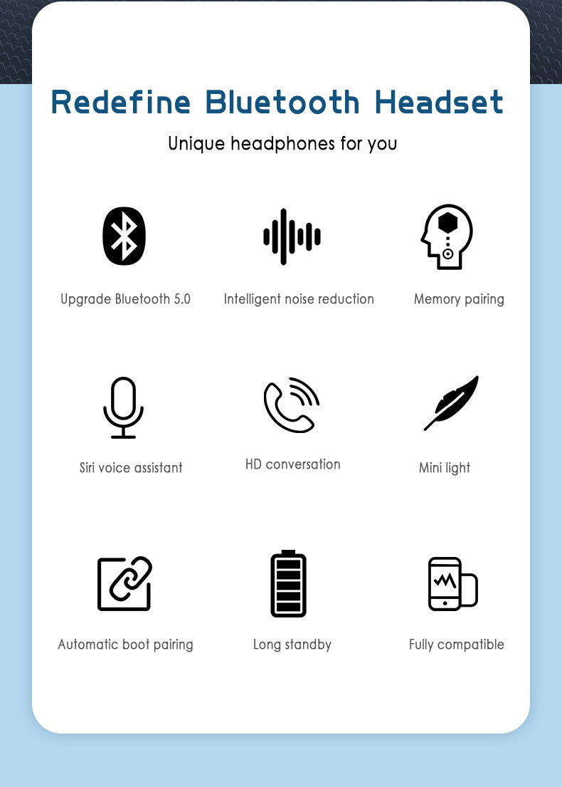 JMT-123914 B5 Digital Display TWS 5.0 Bluetooth Stereo Headset with Battery Indicator and Voice Control