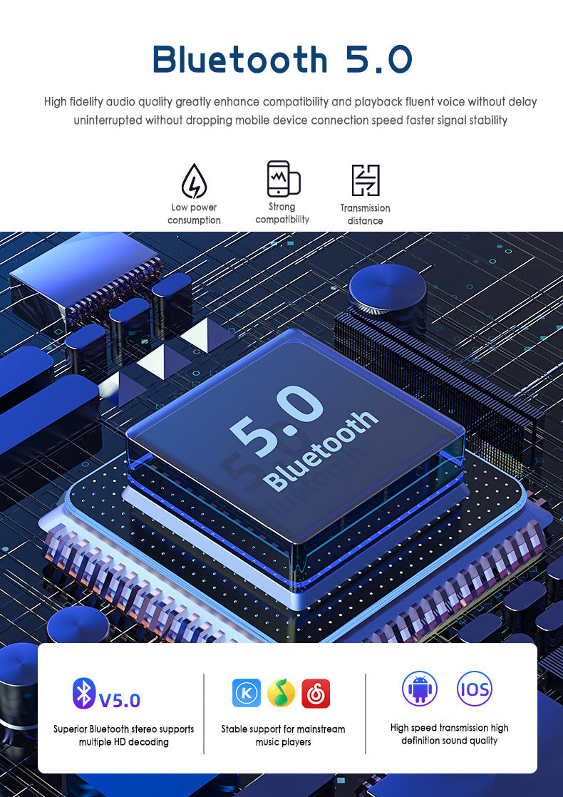 JMT-123914 B5 Digital Display TWS 5.0 Bluetooth Stereo Headset with Battery Indicator and Voice Control