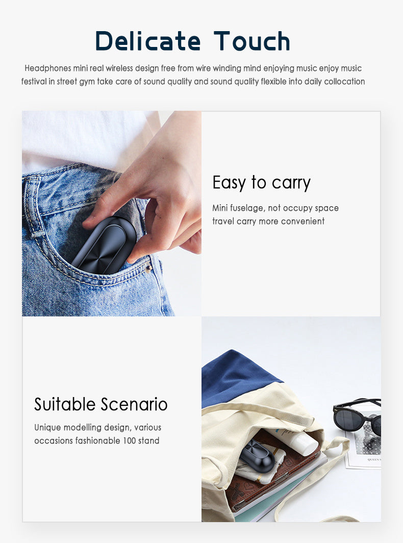 JMT-123914 B5 Digital Display TWS 5.0 Bluetooth Stereo Headset with Battery Indicator and Voice Control